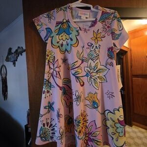 Scarlett Lilac Floral Swing Dress with Bright Multi-Color Print